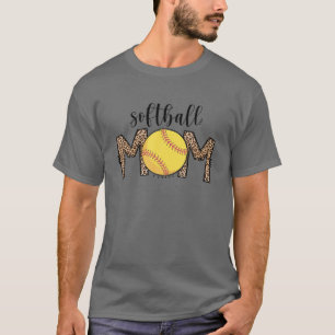 Softball Mama Leopard Funny Baseball Mama Mutter D T-Shirt