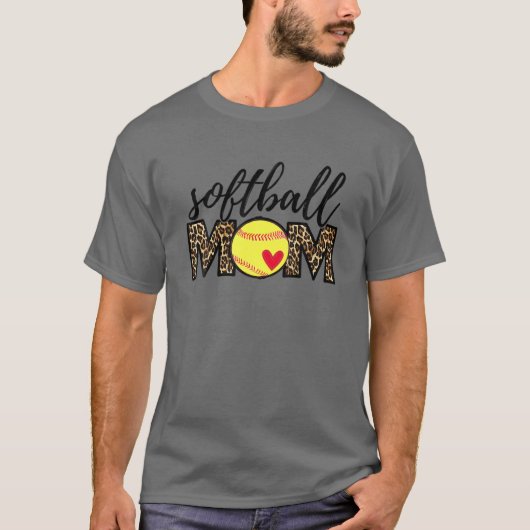 Softball Mama Leopard Funny Baseball Mama Mutter D T-Shirt (Vorderseite)