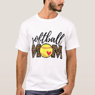 Softball Mama Leopard Funny Baseball Mama Mutter D T-Shirt