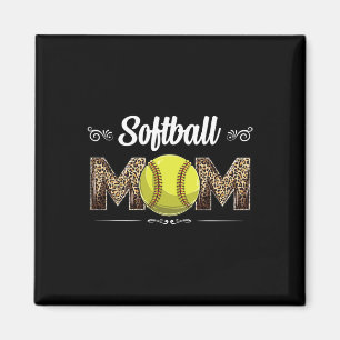 Softball-Mama Leopard Lustige Ball-Mama Muttertag Magnet