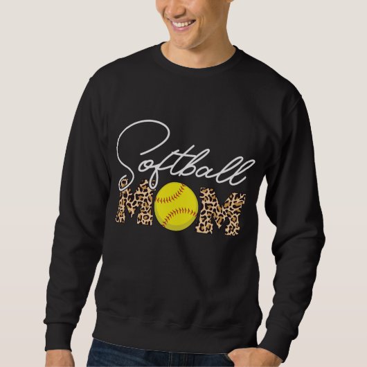 Softball Mama Leopard Print Sweatshirt (Vorderseite)