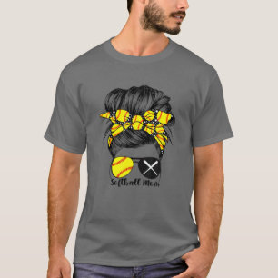 Softball Mama Life Messy Bun Game Day Geschenke T-Shirt