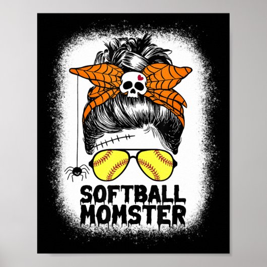 Softball Mama Life Messy Bun Halloween Women Softb Poster (Vorne)