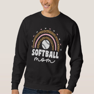 Softball Mama Mama Leopard Rainbow Catcher Pitcher Sweatshirt