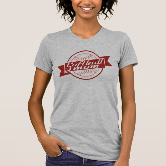 Softball-Mama mit Name und Nummer T-Shirt (Vorderseite)