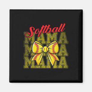Softball-Mama mit riesiger Schleife für die Mutter Magnet