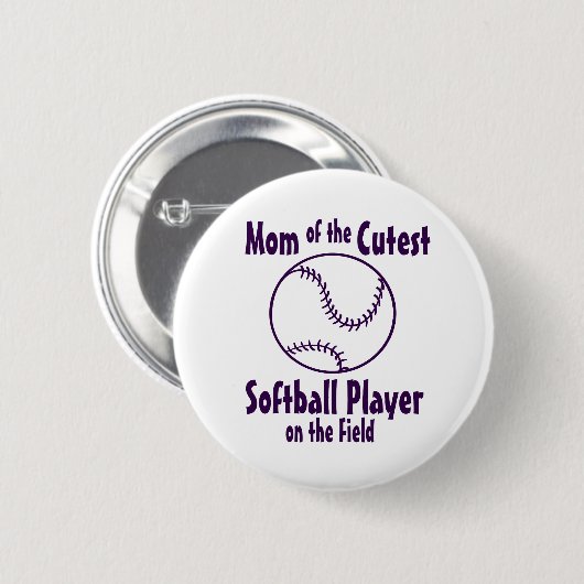 Softball-Mama Niedlich auf dem Feld Button (Vorne & Hinten)