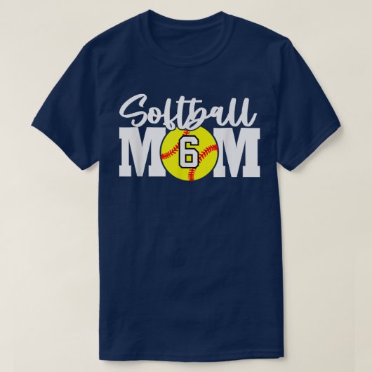 Softball-Mama Nummer 6 T-Shirt (Design vorne)
