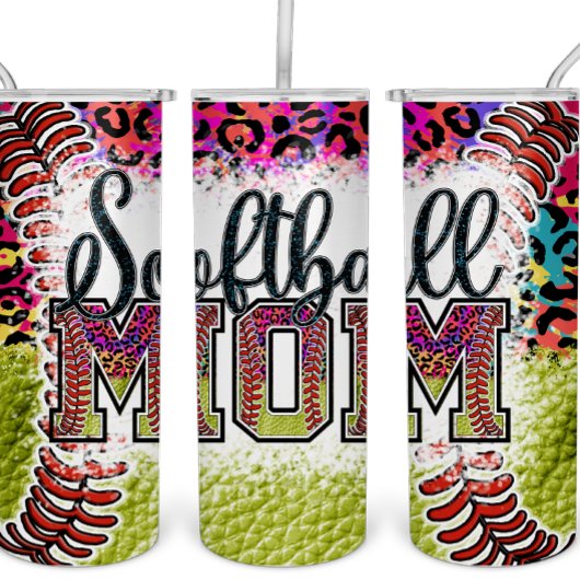 Softball Mama Rainbow Leopard Tumbler Sports MAMA Thermosbecher