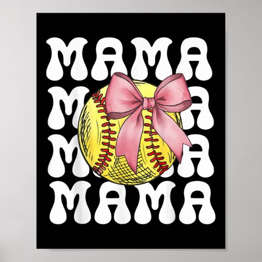 Softball-Mama Softball Coquette Bogen Softball-Mut Poster (Vorne)