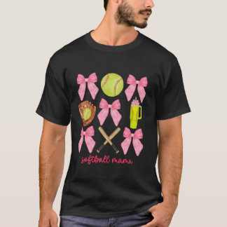 Softball Mama Softball Coquette Bow T-Shirt