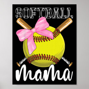 Softball Mama Softball Coquette Schleife Poster