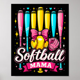 Softball-Mama Softball-Kokette Bogen Softball Poster