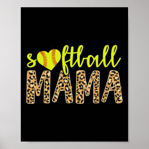 Softball-Mama Süßer Gepard Muttertags-Sport Poster