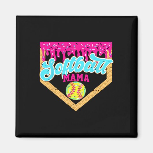 Softball Mama Tropf Funny Game Day Softball Eiscre Magnet (Vorne)