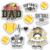 Softball-Mama und Vater Aufkleber (Vorderseite)