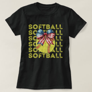 Softball-Mama | USA American Flag Softball T-Shirt