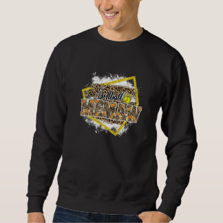 Softball Memaw Leopard Bleached Family Matching   Sweatshirt