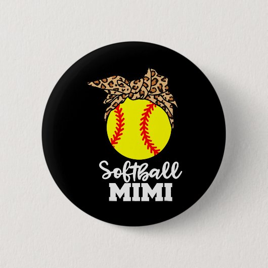 Softball Mimi Lustiger Leopard Mimi Button (Vorderseite)