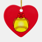 Softball mit einem Bogen am Weihnachten Keramikornament (Vorne)