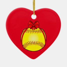Softball mit einem Bogen am Weihnachten Keramikornament