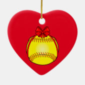 Softball mit einem Bogen am Weihnachten Keramikornament (Hinten)