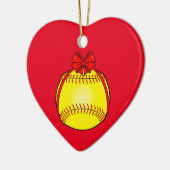 Softball mit einem Bogen am Weihnachten Keramikornament (Links)