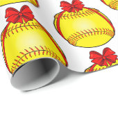 Softball mit einem Weihnachtsbow Geschenkpapier (Rolleneckpunkt)