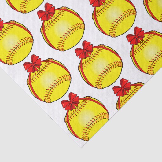 Softball mit einem Weihnachtsbow Seidenpapier (Detail)