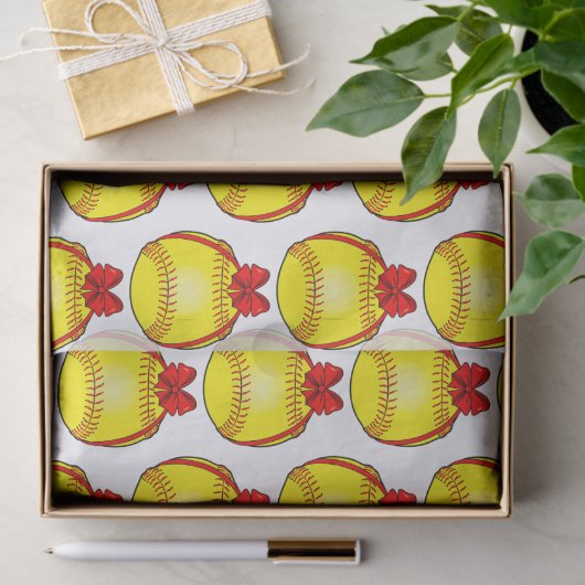 Softball mit einem Weihnachtsbow Seidenpapier (Geschenk)