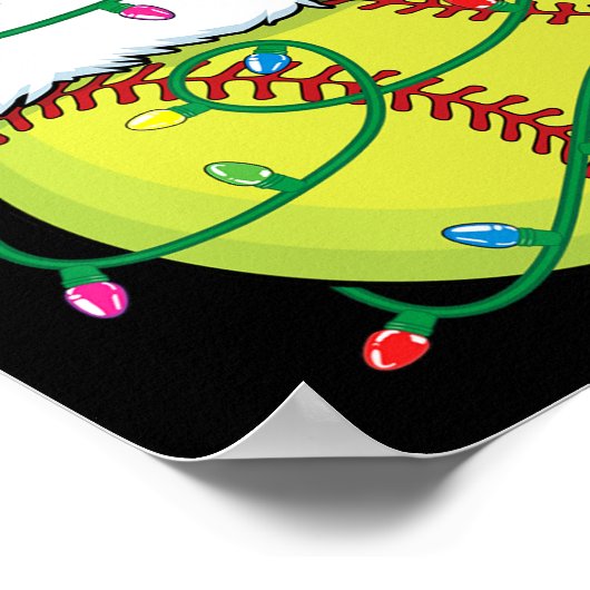 Softball mit Weihnachtsmannmütze Men Boys Weihnach Poster (Ecke)