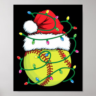 Softball mit Weihnachtsmannmütze Men Boys Weihnach Poster