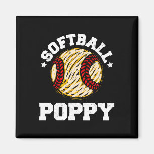 Softball Mohnblume Abgenutzt Vintage Lustig Opa Ga Magnet