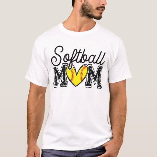 Softball Mom Distressed T-Shirt (Vorderseite)