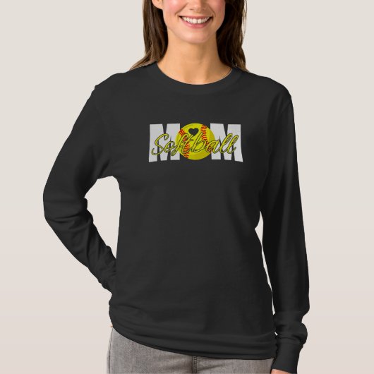 Softball Mom Heart Mama Mother's Day   T-Shirt (Vorderseite)