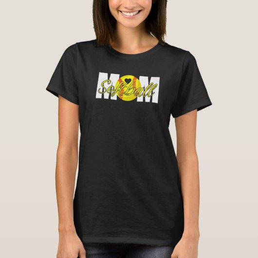 Softball Mom Heart Mama Mother's Day   T-Shirt (Vorderseite)