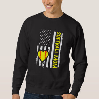 Softball Mom USA Flag Heart   Sweatshirt