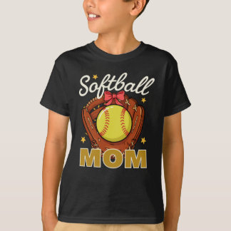 Softball-Mutter-Handschuh-Schleife-Coquette T-Shirt