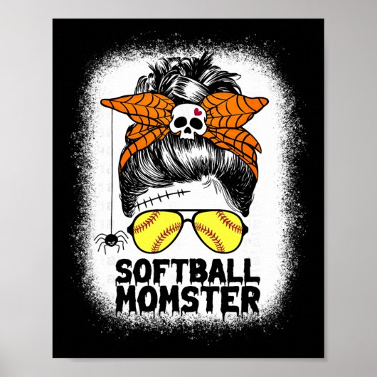 Softball-Mutter-Leben Unordentlicher Dutt Hallowee Poster (Vorne)