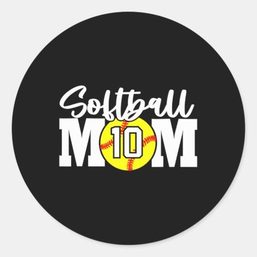 Softball-Mutter Nummer #10 Runder Aufkleber (Vorderseite)