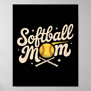 Softball-Mutter-Sohn-Familie-Vintage-Mama-Junge-Fä Poster