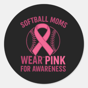 Softball-Mütter tragen Pink für Brustkrebsbewussts Runder Aufkleber