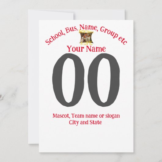 Softball Name Team Name Stadt Staat T - Shirt Einladung (Vorderseite)