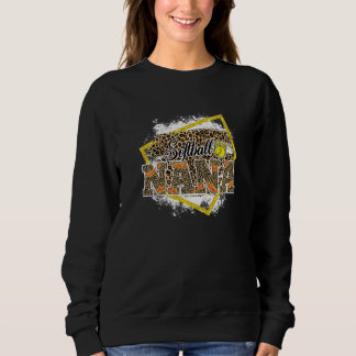 Softball Nana Leopard Bleached Family Matching   Sweatshirt