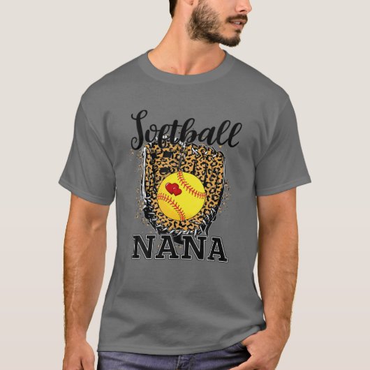 Softball Nana Leopard Game Day Geschenk für Mutter T-Shirt (Vorderseite)