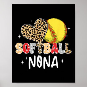 Softball Nona Herz Leopard Softball Spieler Liebha Poster