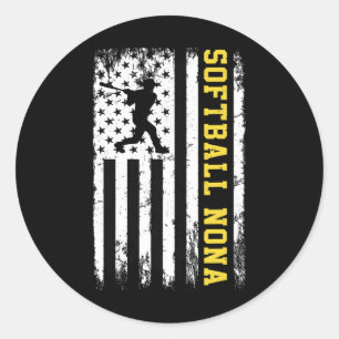 Softball Nona Vintage USA Amerikanische Flagge Runder Aufkleber