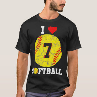 Softball Nr. 7 Softball Lover Geschenk Vintag Ret T-Shirt