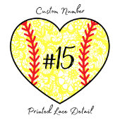 Softball-Nummer Mama-Shirt mit Spitzen-Herzdesign T-Shirt