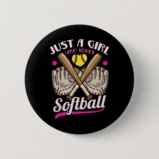 Softball Nur Ein Mädchen Das Softball Liebt Softba Button (Vorderseite)
